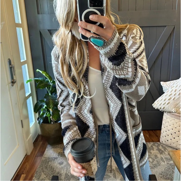 New Aztec Tribal Boho Western Ski Montana Cardigan Sweater Southwest Coat - Picture 5 of 9